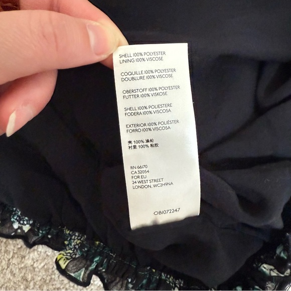 Free People Black Floral Off the Shoulder Blouse Size M Medium - Picture 10 of 13